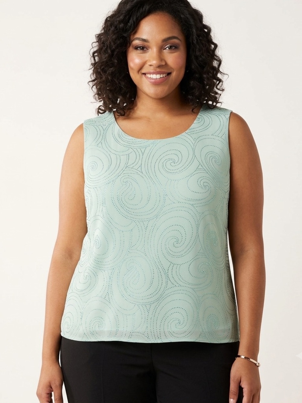 Dana Kay 24W Green Glitter Swirl Tank Top Plus Size